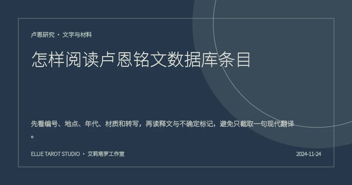 怎样阅读卢恩铭文数据库条目