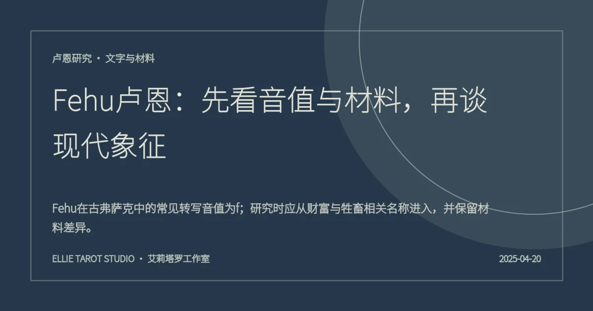Fehu卢恩：先看音值与材料，再谈现代象征